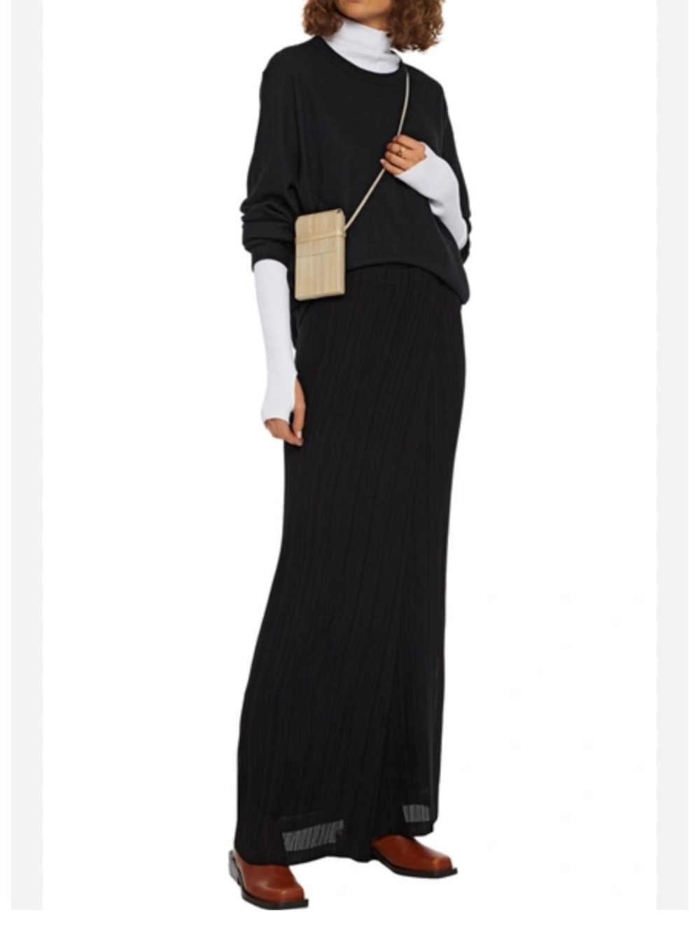 The Row Sol pleated black maxi skirt M/L